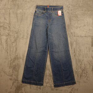 NWT Spanx jeans seemed front wide leg women's small petite vintage indigo BB660